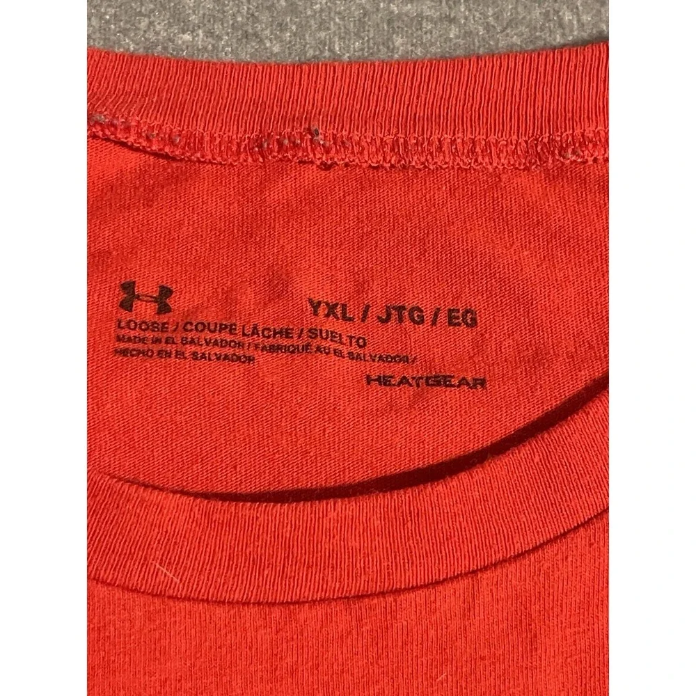 Under Armour USA Flag Logo T-Shirt Youth XL Red‎ Patriotic HeatGear Athletic